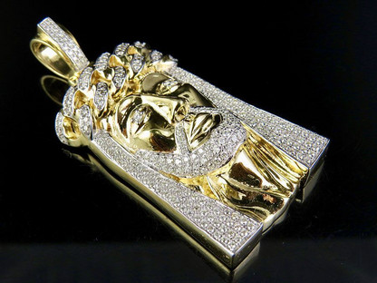 2 CTW Gold Lab Grown Diamond Cuban Link Jesus Pendant