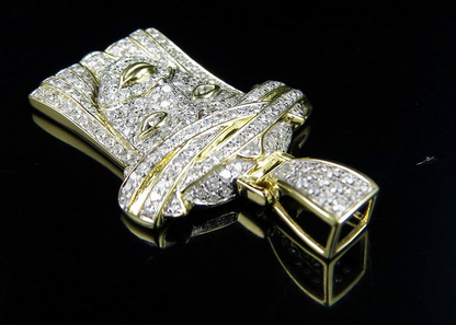 Jesus Head Iced  Out Lab Grown Diamond Yellow Gold Pendant