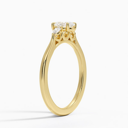 1/2 CT 3 Stone Lab Grown Diamond Solid Gold Engagement Ring