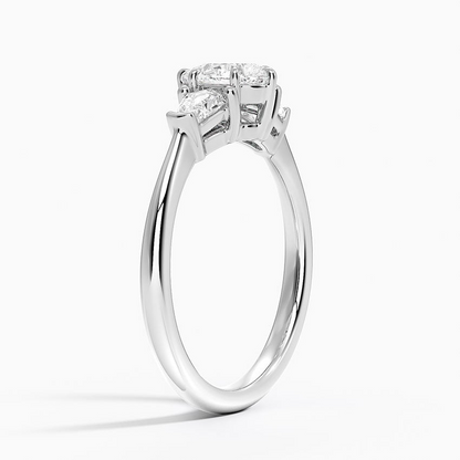 1/2 CT 3 Stone Lab Grown Diamond Pear Cut Engagement Ring