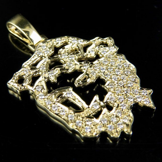 1.5 Inch Gold Lab Grown Diamond Jesus Cutout Pendant