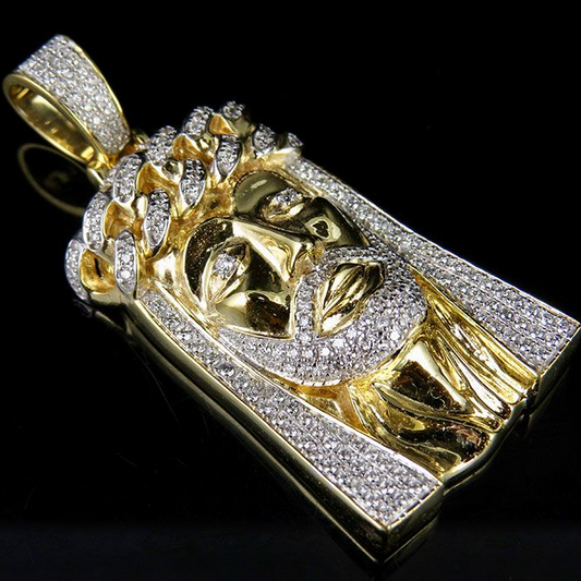 Jesus Cuban Crown Gold Lab Grown Diamond Pendant