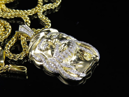 Lab Grown Diamond Franko Chain Jesus Face Pendant