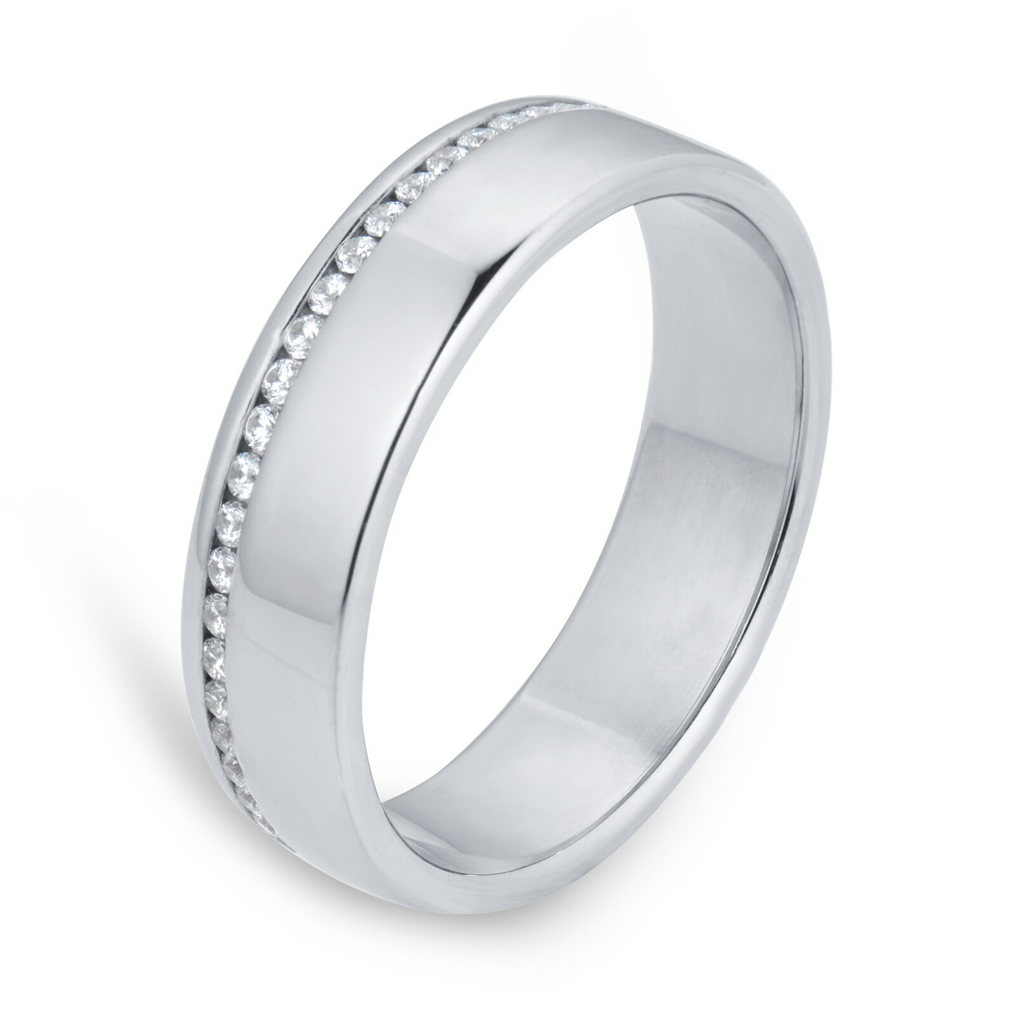White Gold Channel Setting Lab Diamond Wedding Band