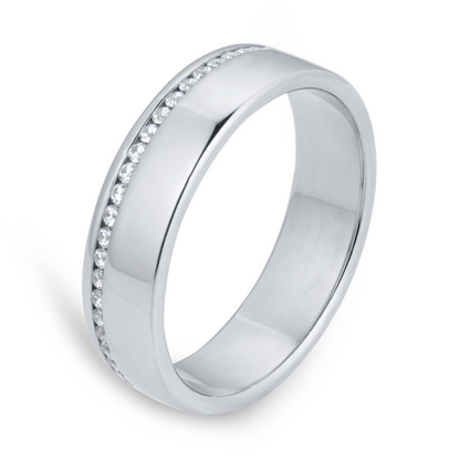 White Gold Channel Setting Lab Diamond Wedding Band