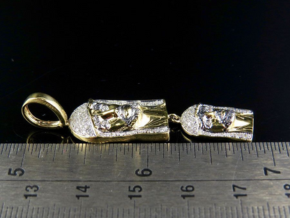 Double Jesus Lab Grown Diamond Gold Pendant