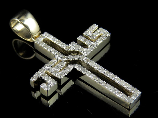 Jesus Cross Yellow Gold Lab Grown Diamond Pendant