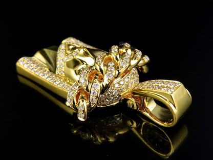 14K Yellow Gold Lab Grown Diamond Jesus Face Pendant