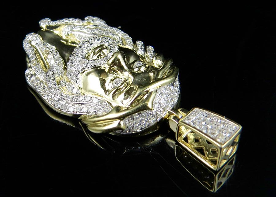 Men's Iced Out Lab Grown Diamond Gold Jesus Pendant