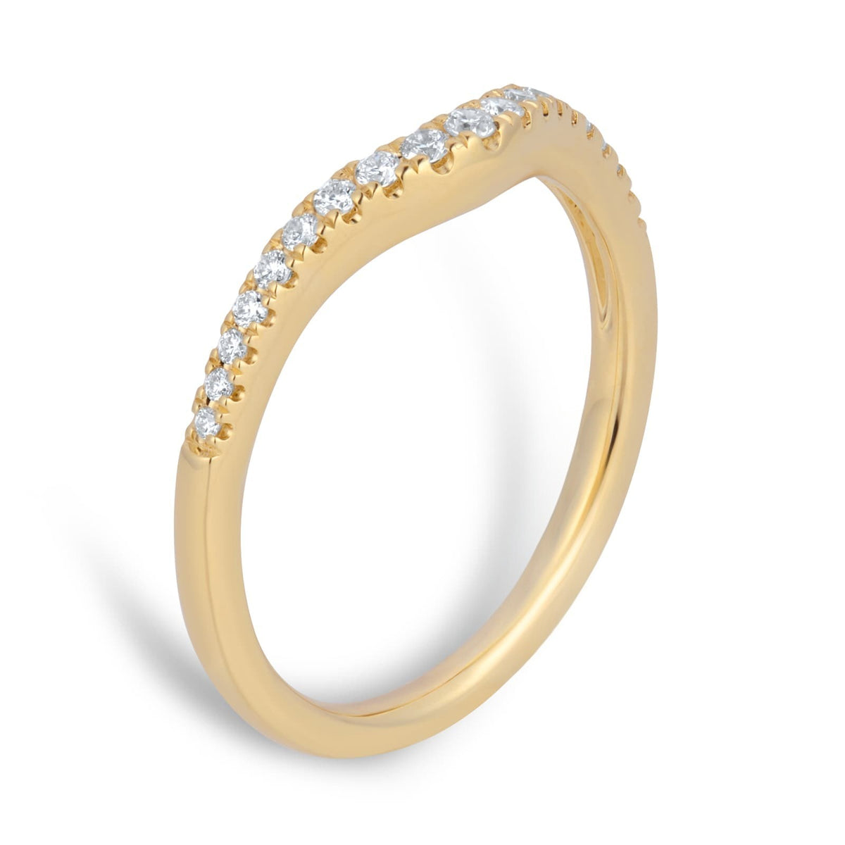 Yellow Gold Curved Shape Lab Grown Diamond Wedding Band