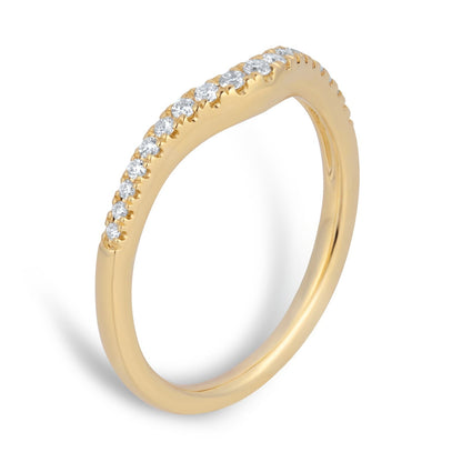 Yellow Gold Curved Shape Lab Grown Diamond Wedding Band