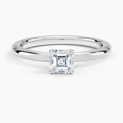 1/2 Ct Asscher Lab Grown Diamond Gold Solitaire Ring