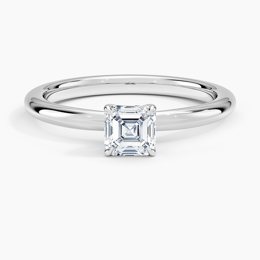 1/2 Ct Asscher Lab Grown Diamond Gold Solitaire Ring