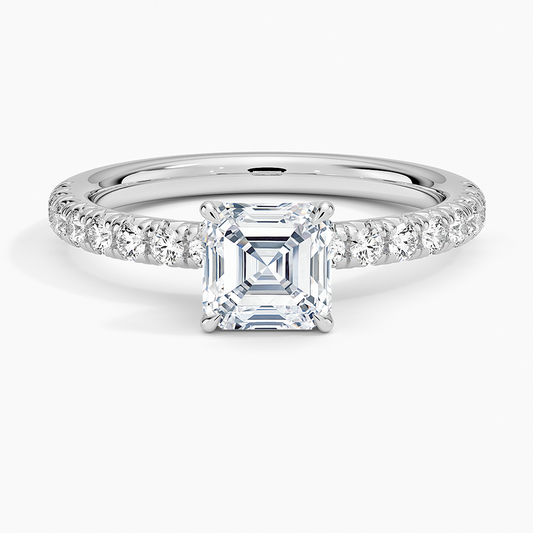 1 CT Asscher Cut Lab Grown Diamond Solid Gold Ring