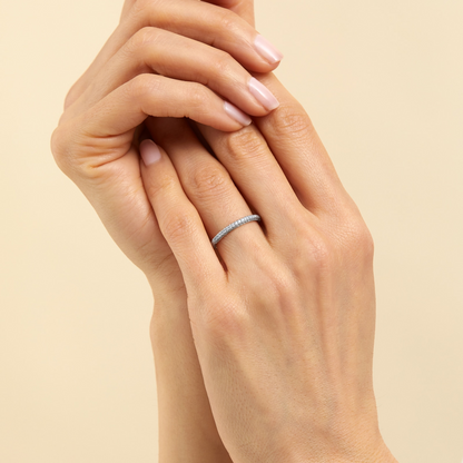 Three Row Lab Grown Diamond Gold Wedding Band