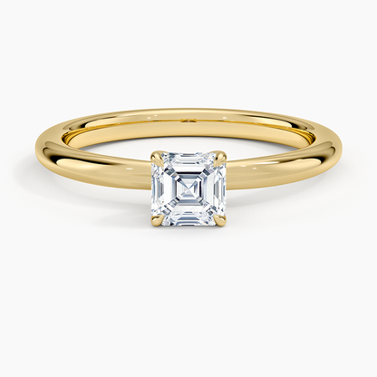1/2 Ct Asscher Lab Grown Diamond Gold Solitaire Ring