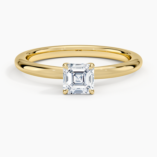 1/2 Ct Asscher Lab Grown Diamond Gold Solitaire Ring