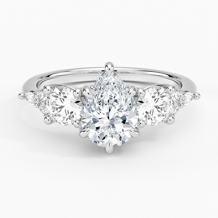 1 1/4 CT Lab Grown Diamond Pear Cut Cluster Engagement Ring