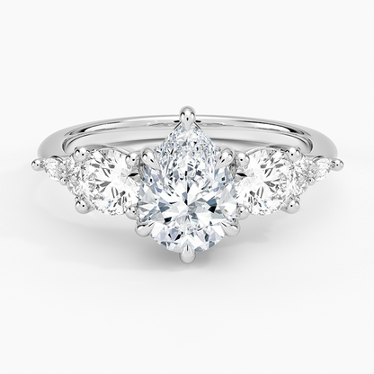 1 1/4 CT Lab Grown Diamond Pear Cut Cluster Engagement Ring