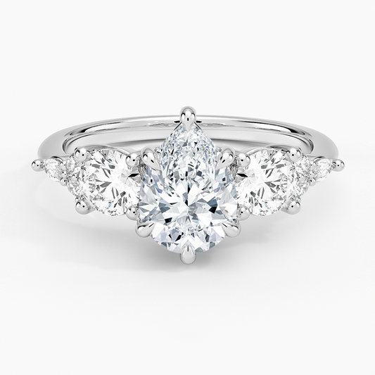 1 1/4 CT Lab Grown Diamond Pear Cut Cluster Engagement Ring