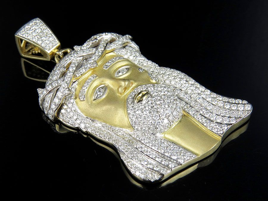 Jesus Matte Yellow Gold Lab Grown Diamond Pendant
