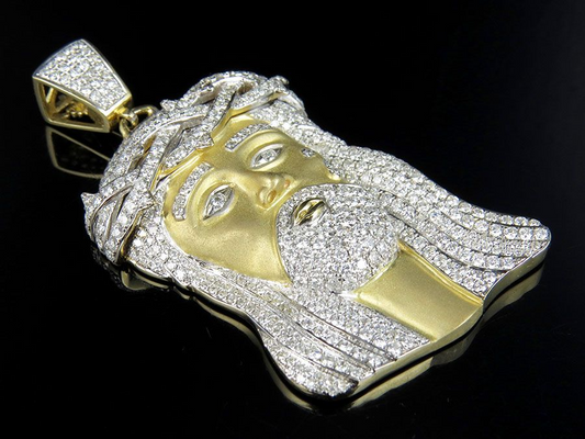 Jesus Matte Yellow Gold Lab Grown Diamond Pendant