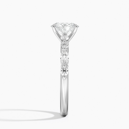 3/4 CT Halg Eternity Oval Lab Grown Diamond Engagement Ring