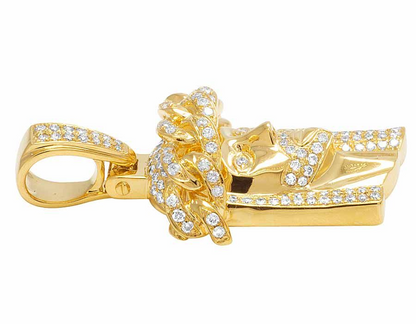 1.35 CTW Yellow Gold Lab Grown Diamond Jesus Pendant