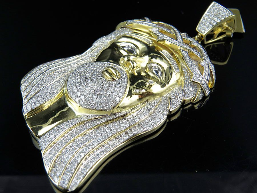 10K Gold Iced Out Jesus lab Grown Diamond Pendant
