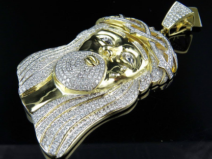 10K Gold Iced Out Jesus lab Grown Diamond Pendant