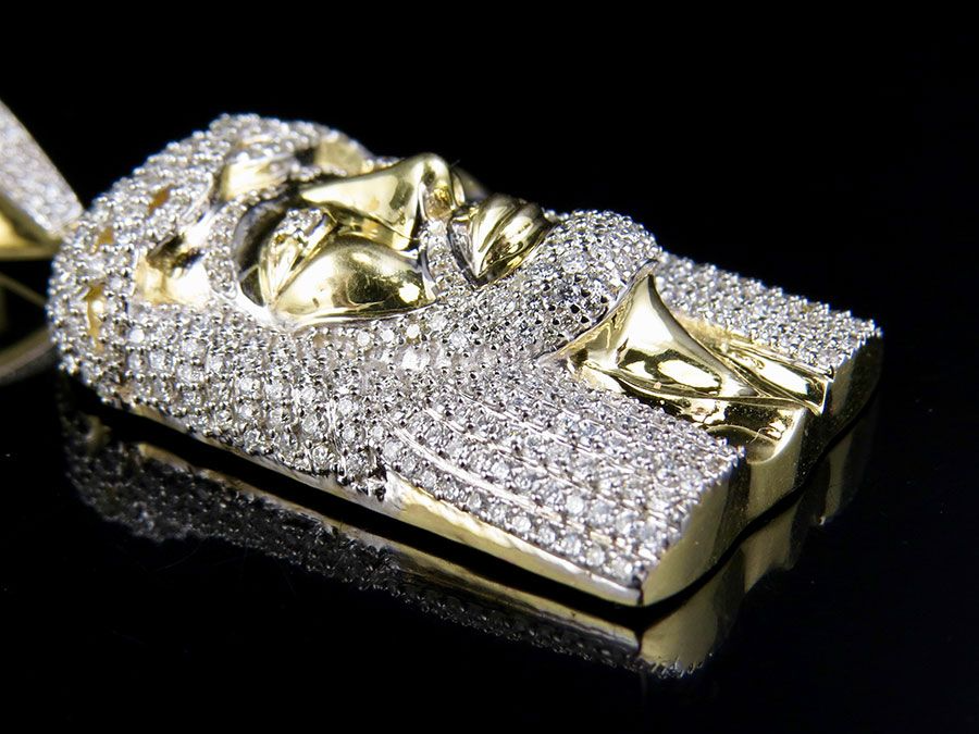 10K Yellow Gold Lab Grown Diamond Jesus Pendant