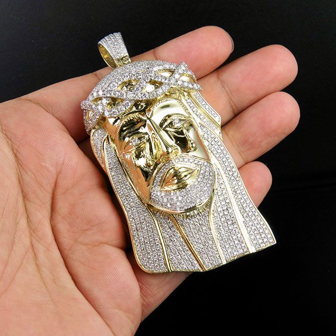 Crying Jesus Iced Out Lab Grown Diamond Pendant