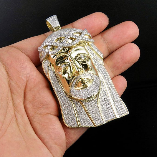 Crying Jesus Iced Out Lab Grown Diamond Pendant