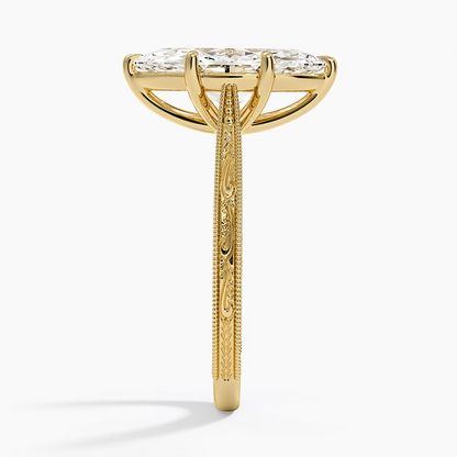 2 1/2 CT Marquise Cut Lab Grown Diamond Milgrian Ring