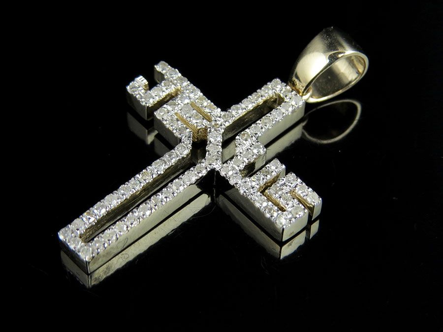 Jesus Cross Yellow Gold Lab Grown Diamond Pendant