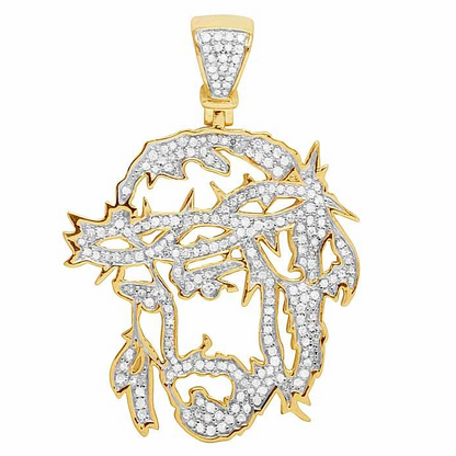 10K Gold Jesus Face Cutout Lab Grown Diamond Charm Pendant