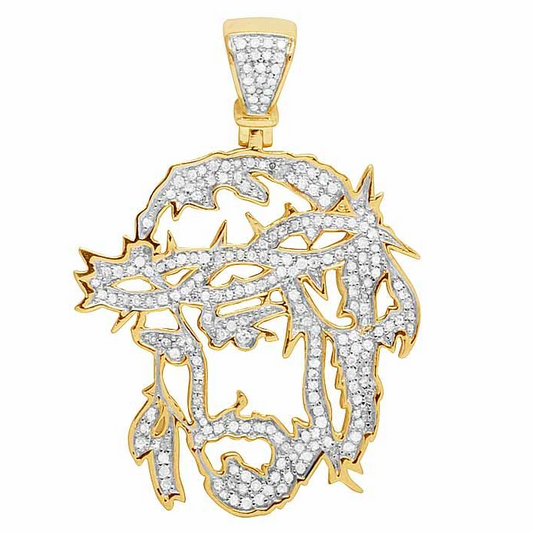 10K Gold Jesus Face Cutout Lab Grown Diamond Charm Pendant