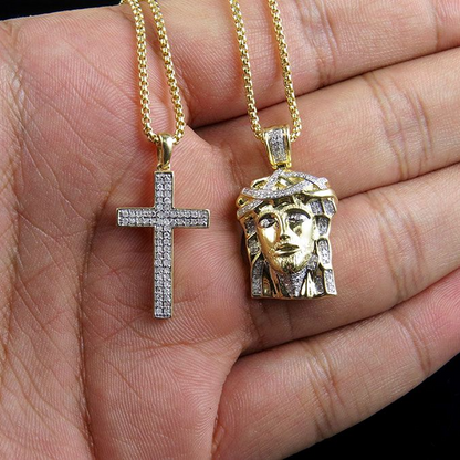 Jesus Cross Lab Grown Diamond Solid Gold Pendant