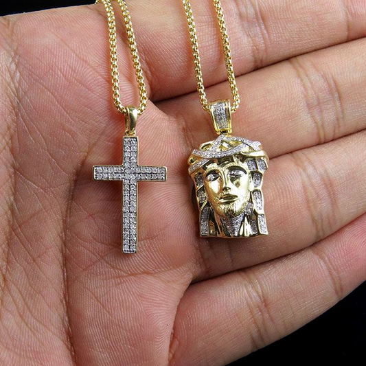 Jesus Cross Lab Grown Diamond Solid Gold Pendant