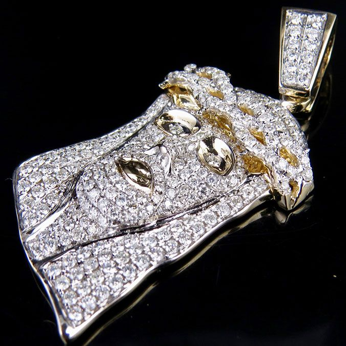 Iced Out Gold Lab Grown Diamond Jesus Pendant
