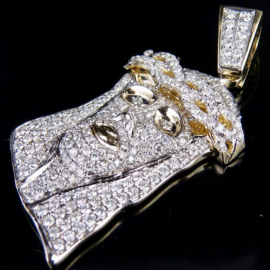 Iced Out Gold Lab Grown Diamond Jesus Pendant