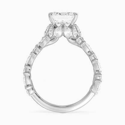 3 CT Lab Grown Diamond Emerald Cut Cluster Engagement Ring
