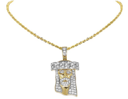 1.5 Inch Lab Grown Diamond Yellow Gold Jesus Pendant
