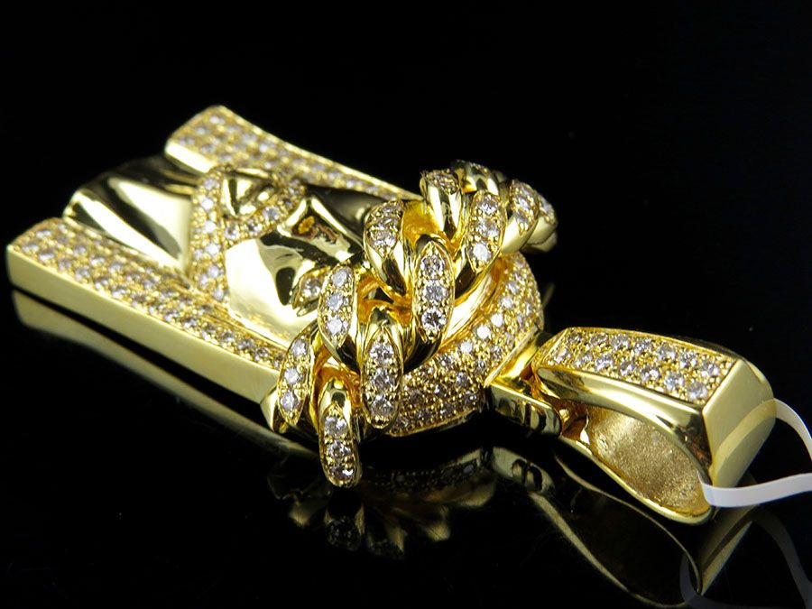Jesus Lab Grown Gold Diamond Men's Pendant
