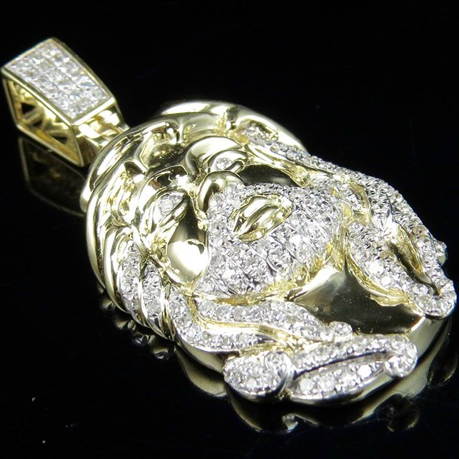 Men's Iced Out Lab Grown Diamond Gold Jesus Pendant