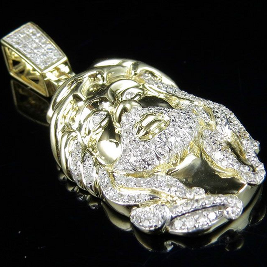 Men's Iced Out Lab Grown Diamond Gold Jesus Pendant