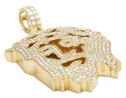 14K Yellow Gold Cutout Jesus Lab Grown Diamond Pendant