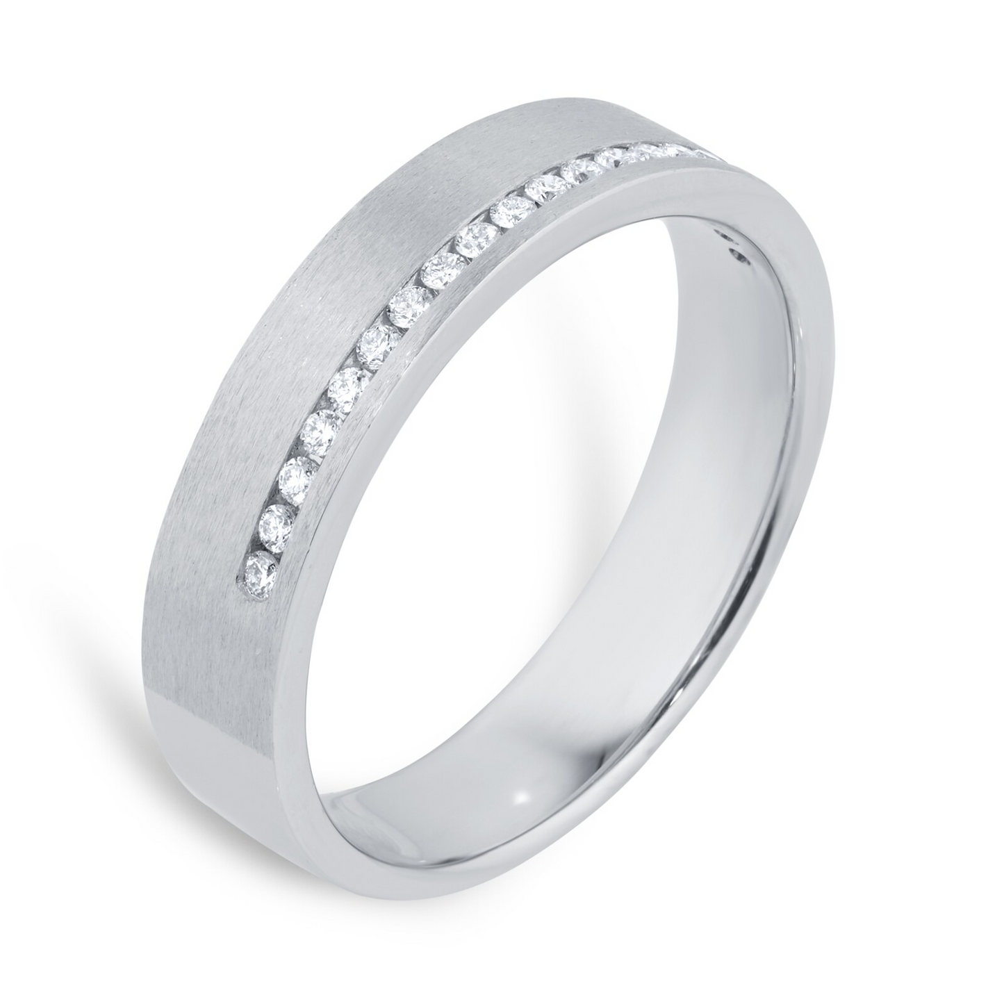 White Gold Channel Setting Lab Created Wedding Band