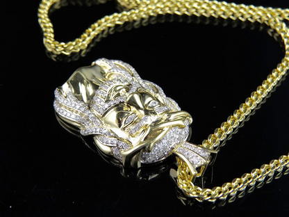 Lab Grown Diamond Franko Chain Jesus Face Pendant