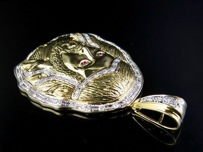 Ruby Eyes Lab Grown Diamond Gold Jesus Pendant